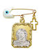 Roloi Kaliamanis Child Safety Pin made of Gold and White Gold 14K with Cross