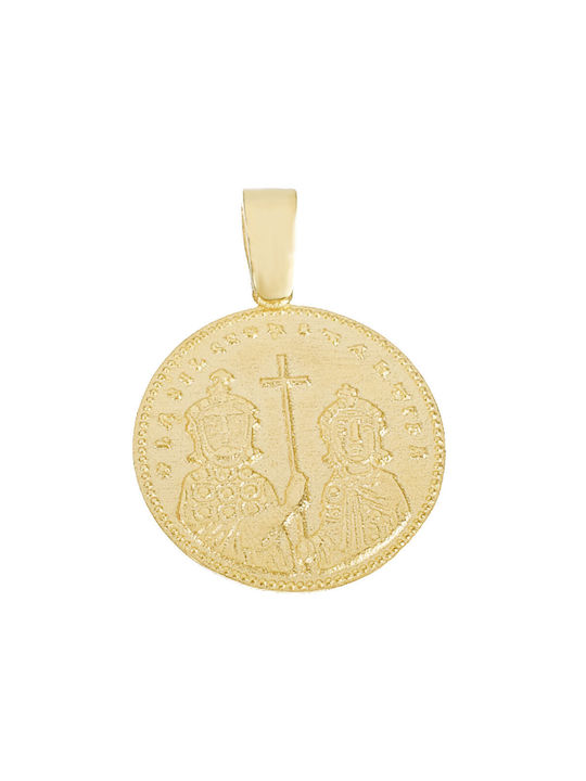 Gatsa Pendant Kids Talisman Double Sided Constantine from Gold 14K Φ0463