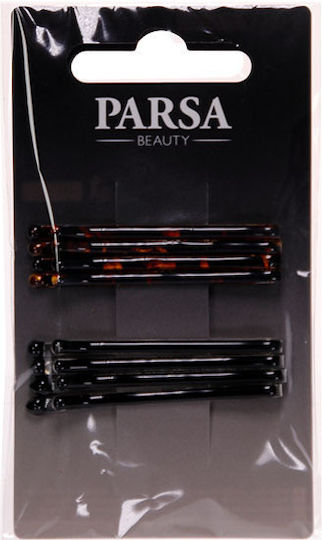 Parsa Прости щипки за коса Черен 4.5см 8бр