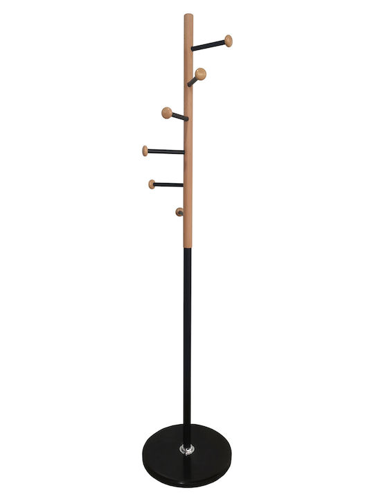 ArteLibre Metallic Coat Rack Black 37x37x170cm