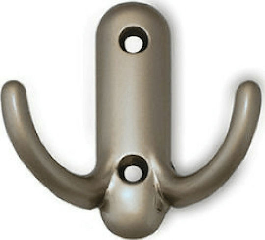 Viobrass Metal Wall Hanger With 2 Hooks Silver 5.8x5.9x5.8cm