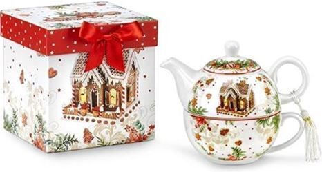 Weihnachtliche Teekanne Porzellan Mehrfarbig