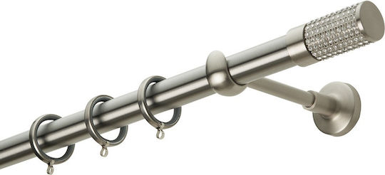 Zogometal Μεταλλικό Κουρτινόξυλο E4133 Μονό Φ25mm 40εκ. Ασημί