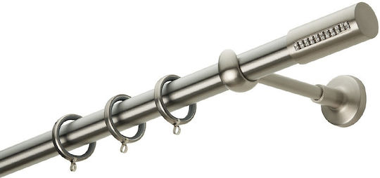 Zogometal Μεταλλικό Κουρτινόξυλο E4135 Μονό Φ25mm 40εκ. Ασημί