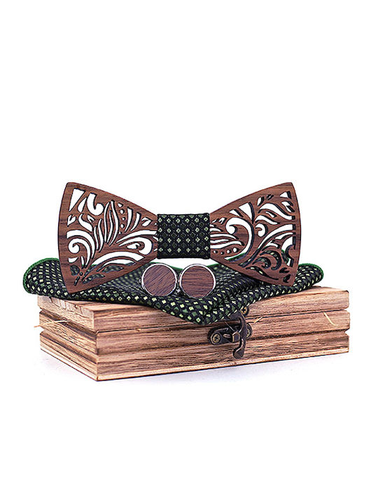 Legend Accessories Wooden Bow Tie Set with Cuff...