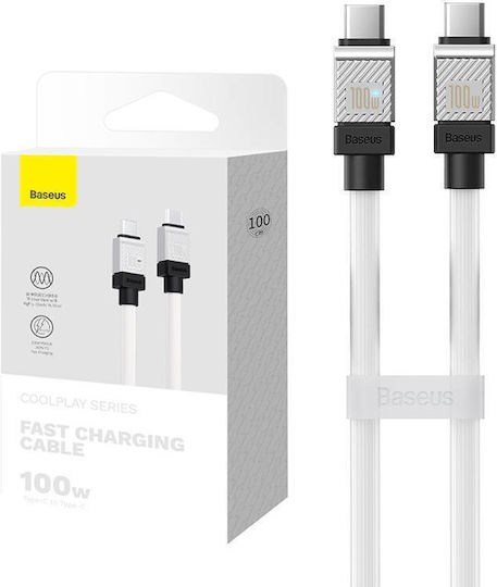 Baseus CoolPlay USB 2.0 Cable USB-C male - USB-C 100W White 1m (CAKW000202)