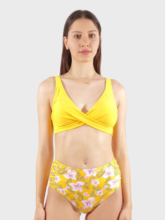 G Secret Set Bikini Τριγωνάκι Ψηλόμεσο Κίτρινο