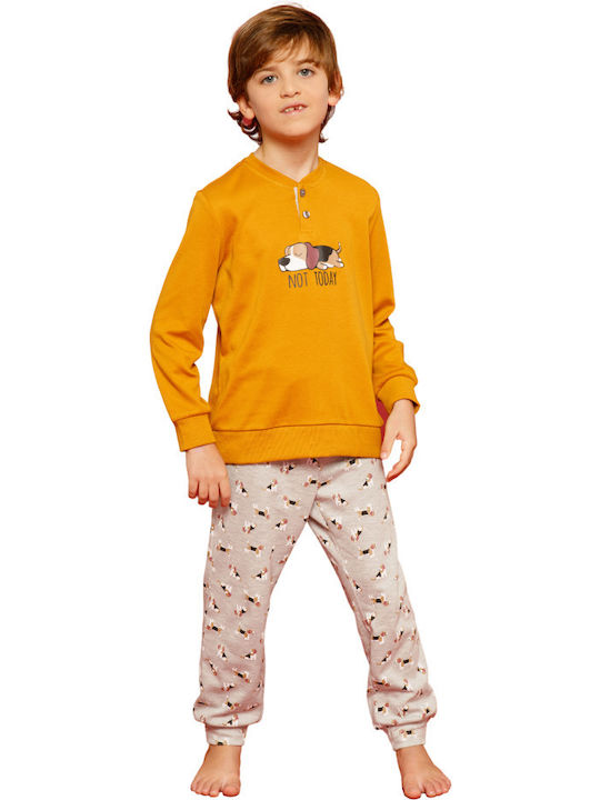 Noidinotte Set Top & Bottom Kids Winter Cotton Pyjamas Orange