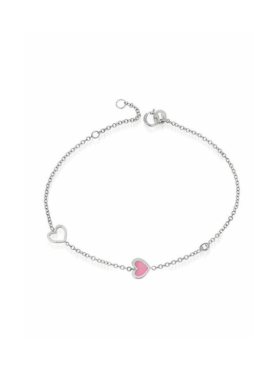 Paraxenies Kids White Gold Chain Bracelet 9K with Heart for Girl