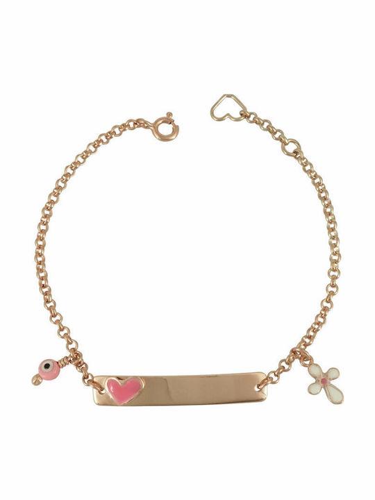 Kiriakos Gofas Kids Bracelet ID from Gold-plated Silver with Stones