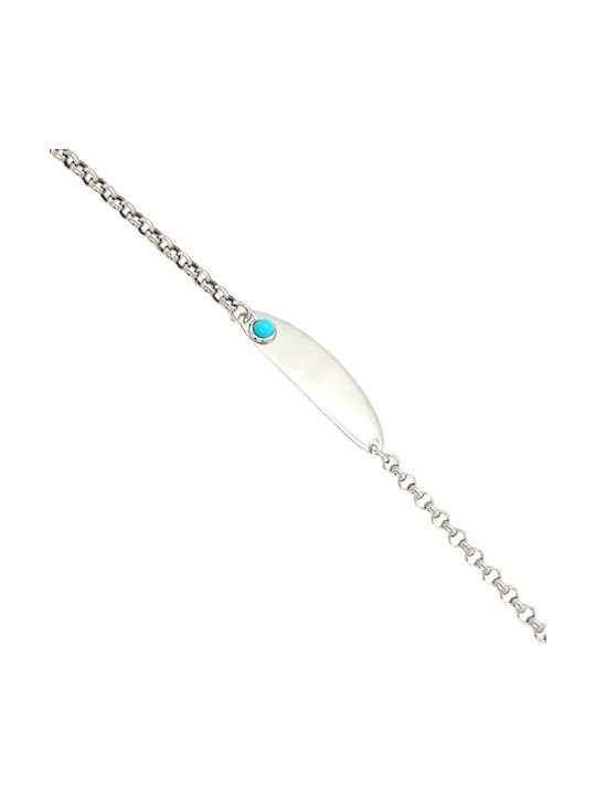 Xryseio Kids White Gold ID Bracelet 14K with Stone for Girl