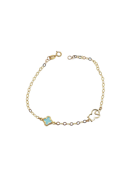 Mentzos Kids Bracelet Chain from Gold 9K with Σταυρό