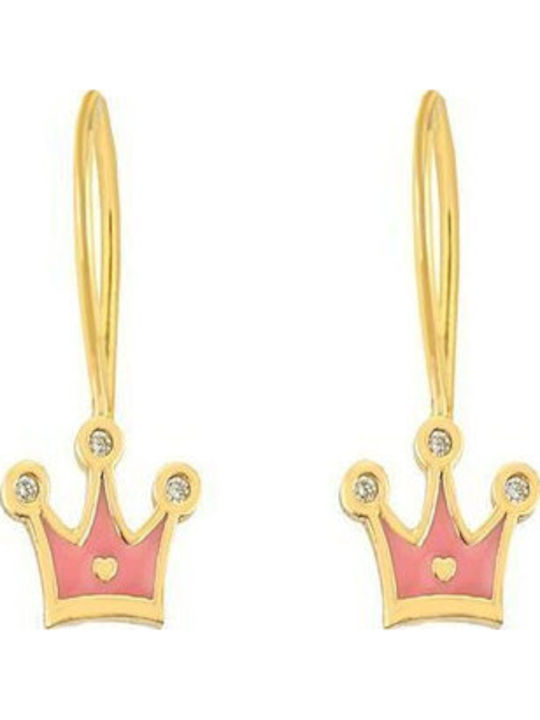Paraxenies Gold Plated Kids Earrings Pendants Crowns from Silver