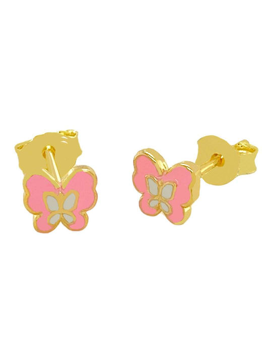 Xryseio Vergoldet Kinderohrringe Nieten Schmetterlinge aus Silber Pink