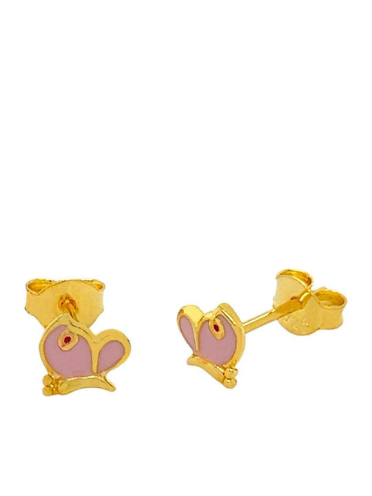 Xryseio Gold Plated Kids Earrings Studs Butterflies from Silver