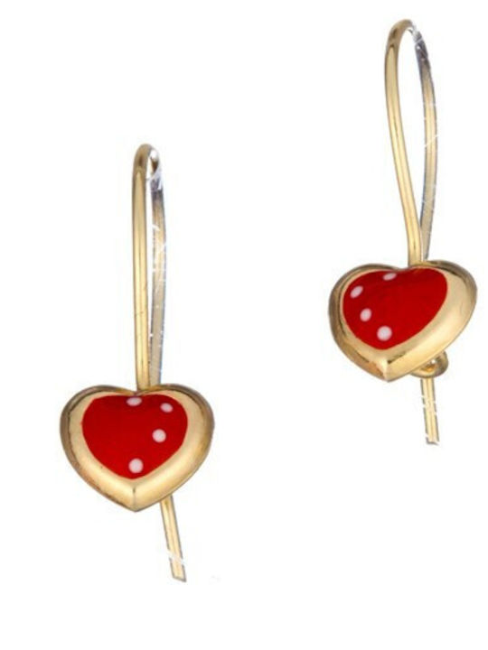 Papoulidis Jewellery Παιδικά Σκουλαρίκια Καρφωτά Καρδιά από Χρυσό 14K