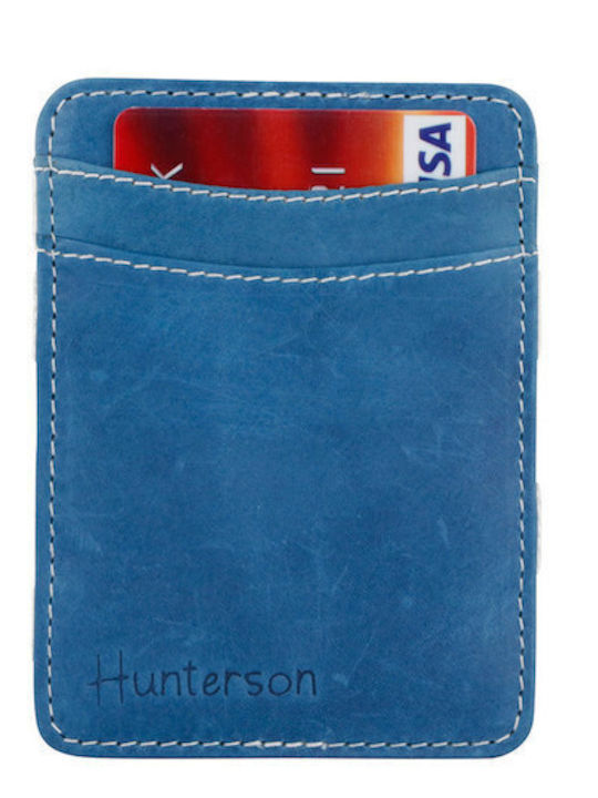 Hunterson Magic Wallet Leather Men's Wallet Cards with RFID Blue