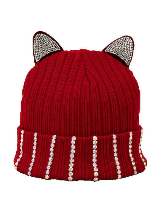 Kids Beanie Knitted Red