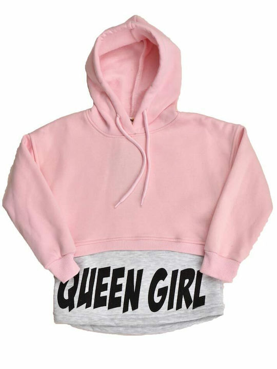 Potre Kids Fleece Sweatshirt with Hood Pink