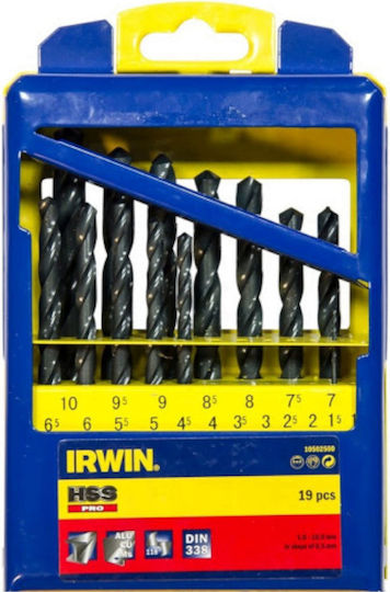 Irwin Σετ 19 Διαμαντοτρύπανα HSS με Κυλινδρικό Στέλεχος για Μέταλλο