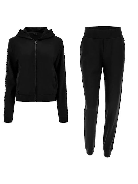 Freddy Damen-Sweatpants-Set Schwarz Vlies