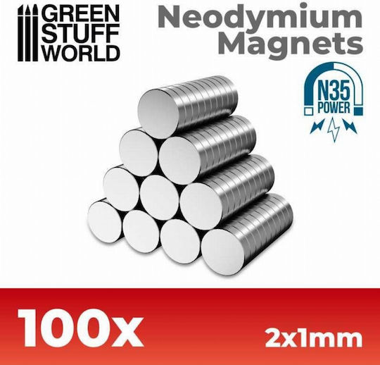 Green Stuff World Neodymium Magnet with Traction Force 0.09kg N35 100pcs