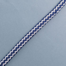 Cotton Round Zick Zack Laces Blue White 1.5 Cm ...