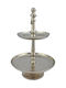 Metallic Dessert Tower Stand with 2 Tiers Silver Ø25cmxY38cm 38x38x38cm