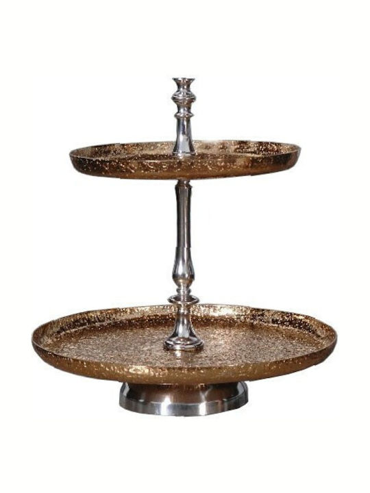 Inox Εταζέρα 2 Ορόφων Χρυσή Ø41xY46cm