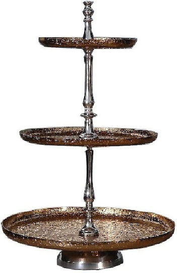 Inox Etajeră 3 niveluri Auriu Ø46xY70cm 1buc
