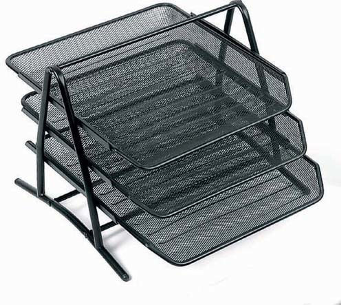 Black Red Transparent Metallic Filing Tray with 3 Shelves Black