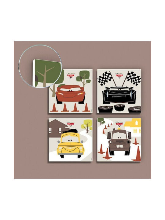 Houseart Kids Plastic Wall Painting Set 4pcs Cars 20x20cm