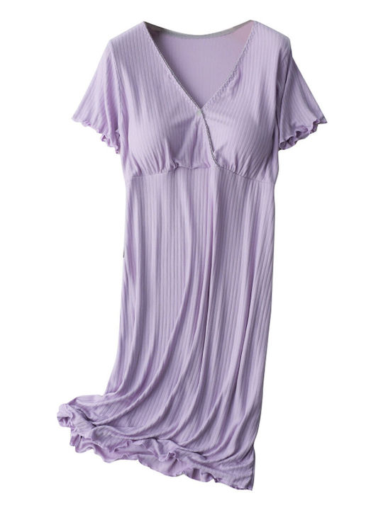 Queen Mother Nightgown Maternity & Nursing Purple
