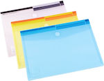 Deli Folder Transparent with Button for Paper A4 Blue