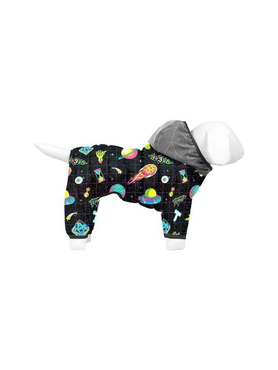 WauDog Hundemantel Wasserdicht Kapuzen Schwarz mit Rückenlänge 22 cm.