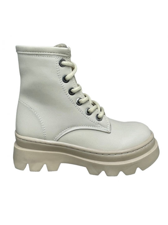 Smart Steps Kids Military Boots with Lace Beige