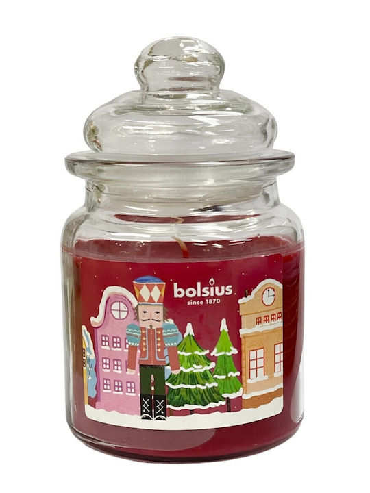 Bolsius Christmas Glass Burgundy Candle 12.9x7.9cm