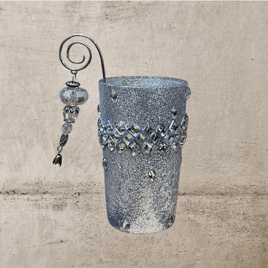 JK Home Decoration Christmas Glass Silver Candlestick