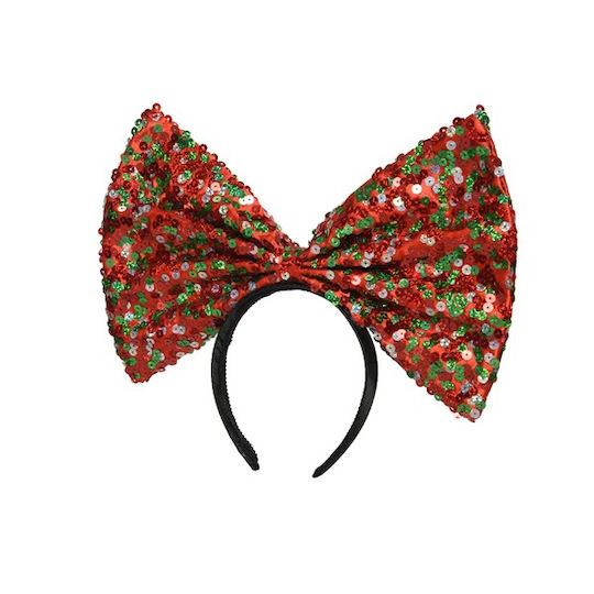 Accesorii de Crăciun Benzi pentru cap Roșie cu Model Fundă 26x30cm.