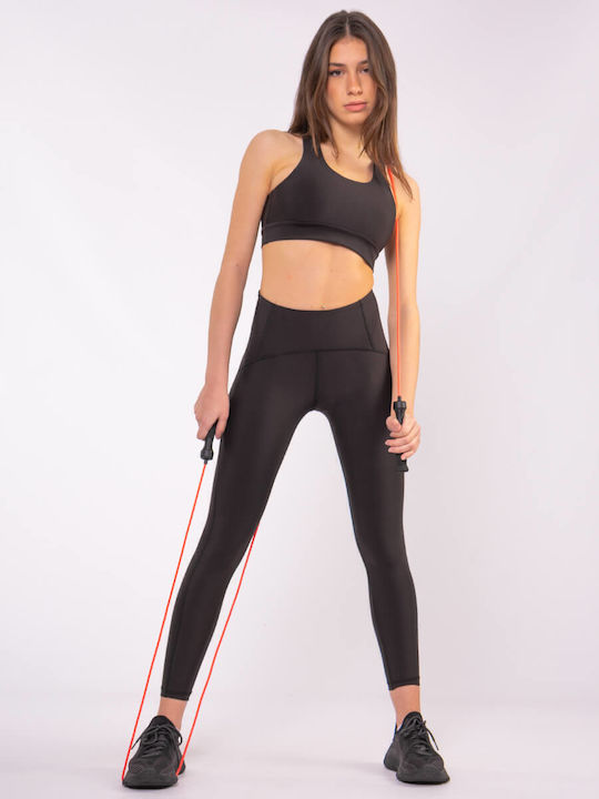 Training Γυναικείο Μακρύ Κολάν Σύσφιξης Ψηλόμεσο & Push Up Μαύρο