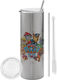 Koupakoupa Eco friendly Glass Thermos Stainless Steel BPA Free 600ml Silver with Straw