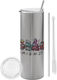 Koupakoupa US Glass Thermos Stainless Steel BPA Free 600ml Silver with Straw