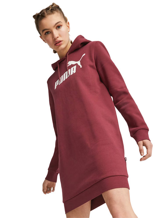 Puma Mini Athletic Dress Long Sleeve with Hood Burgundy