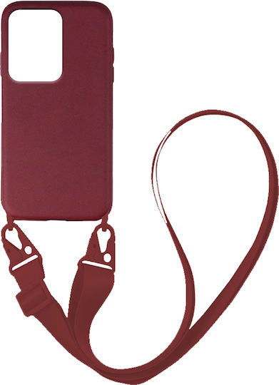 Sonique CarryHang Liquid Back Cover Silicone 0.5mm with Strap Burgundy (Xiaomi Redmi Note 12 Pro 5G / Poco X5 Pro 5G)