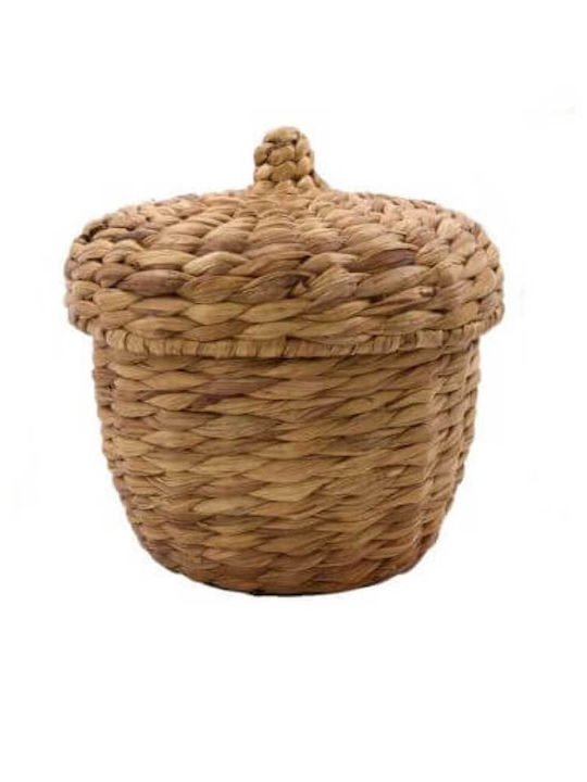 Coș cu capac House Doctor Aske Natural Seagrass M:, h: 30 cm, dia: 28 cm