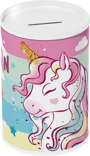 Must Team Παιδικός Κουμπαράς Μεταλλικός Unicorn Ροζ 10x15cm