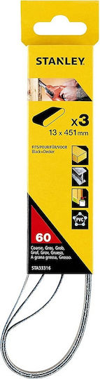 Stanley Лента за шлайфане за многофункционален инструмент K60 451x13мм Комплект 3бр