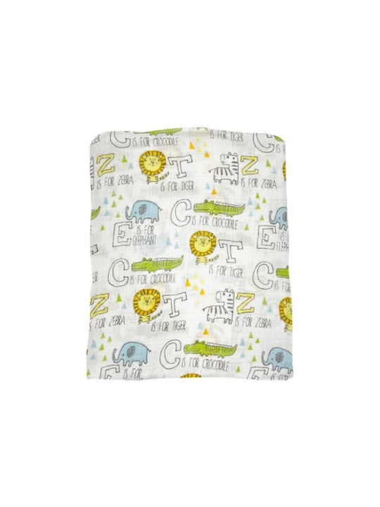 Gamberritos Kids Zoo Bamboo Πάνα Αγκαλιάς από Μουσελίνα Εκρού 120x120εκ.