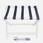 Wooden Foldable Hotel Luggage Rack White W65xD38xH54cm