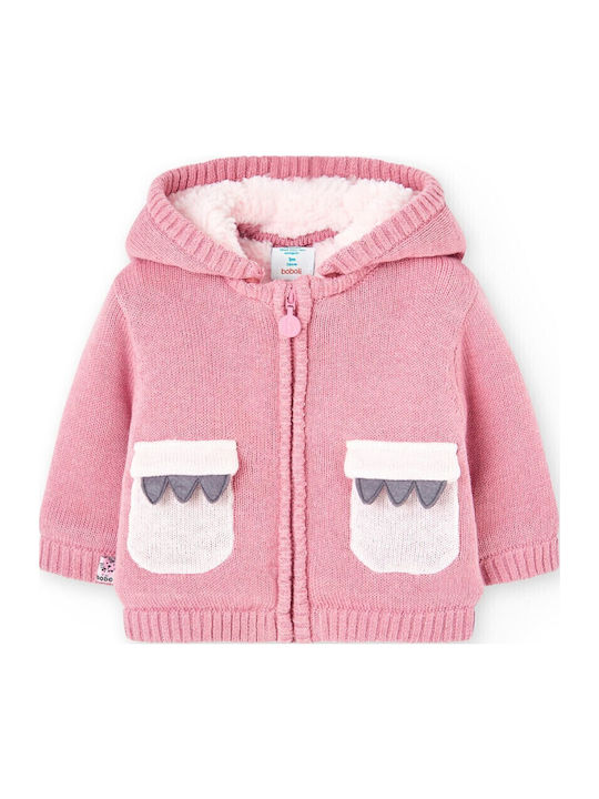 Kinder-Sweatshirtjacke Baumwolle mit Kapuze Rosa